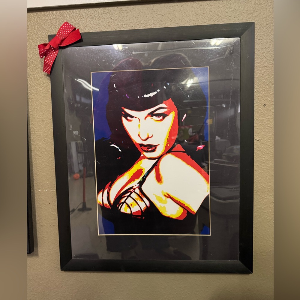 Vibrant Pop Art of Bettie Paige Portrait - Red, Black, Yellow